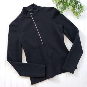 Narciso Rodriguez Pullover Wool Blend 1/2 Zip Sweater Black size 6 Career Wear